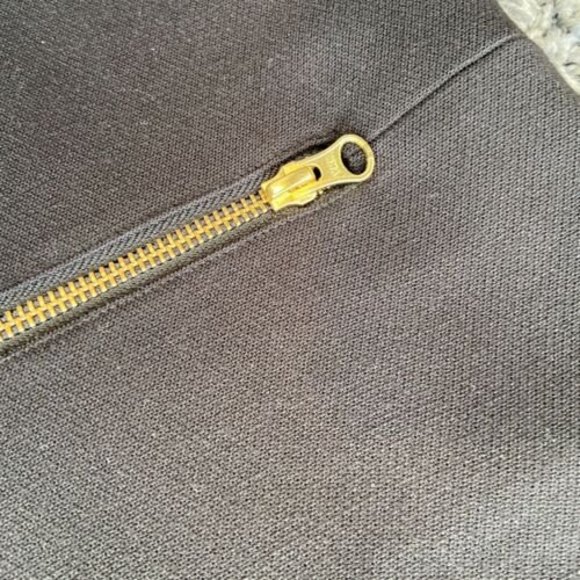 J.CREW Black Zip Dress Faux Leather Back Sleeve Work Office Sz 6 Style E1567 EUC - Picture 12 of 12